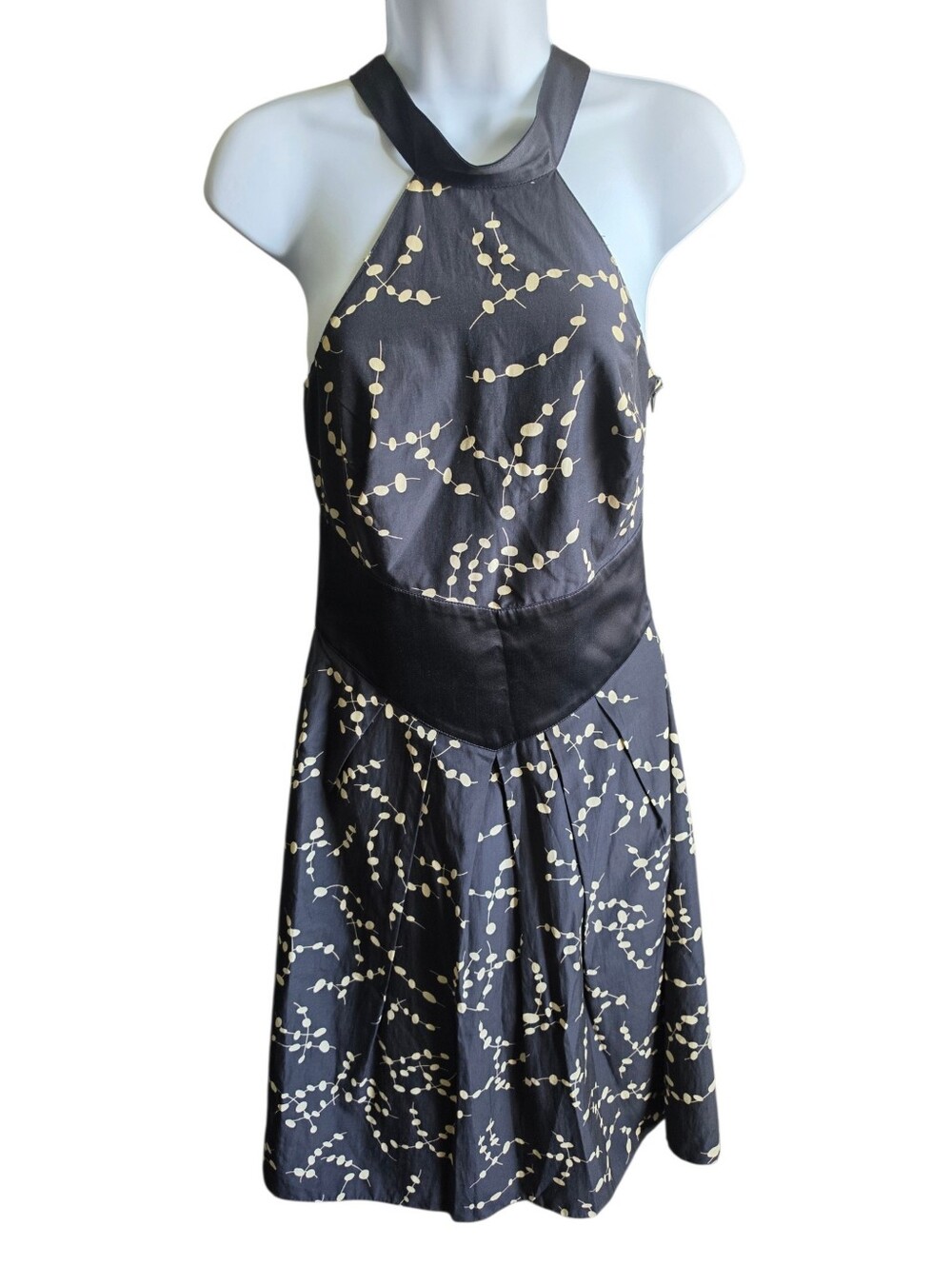 Emporio Armani Halter Mini Dress Black Floral Size 6 Silk Blend Good Condition